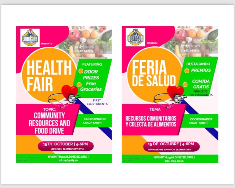 Sammons/Johnson P.E. (@sammonspe1) on Twitter photo <a href="/JohnsonES_AISD/">Johnson Elementary</a> Physical Education team will be hosting a Health/Community Fair on Tuesday October 15th 2024. Helping serve our students and their families. Also the first 150 families who come out will receive free groceries. <a href="/AldineHPE/">Aldine Health & Physical Education</a> <a href="/tljones54/">Troas Jones, Ed.D., CPO</a> <a href="/SerranoMerly123/">Merly Serrano</a> <a href="/maty_orozco/">Dr. Matilda “Maty” Orozco</a> <a href="/JohnsonES_AISD/">Johnson Elementary</a> Physical Education team will be hosting a Health/Community Fair on Tuesday October 15th 2024. Helping serve our students and their families. Also the first 150 families who come out will receive free groceries. <a href="/AldineHPE/">Aldine Health & Physical Education</a> <a href="/tljones54/">Troas Jones, Ed.D., CPO</a> <a href="/SerranoMerly123/">Merly Serrano</a> <a href="/maty_orozco/">Dr. Matilda “Maty” Orozco</a>
