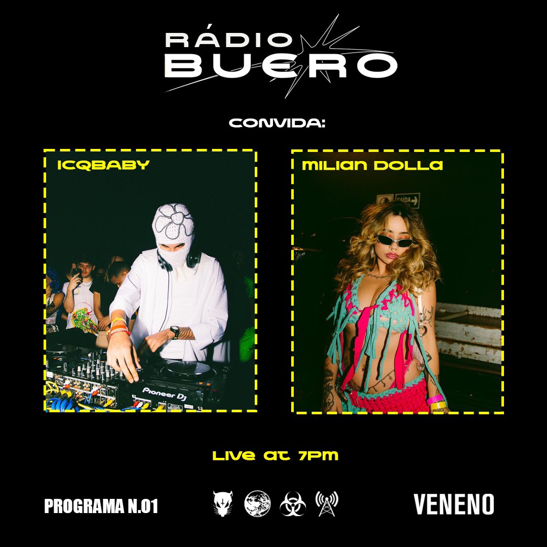 festa_buero's tweet photo. HOJE estreia nossa RADIO BUERO na https://t.co/PXlNsyboRl as 19h 📡 com dois convidados ilustres que já barulharam muito na nossa festa @miliandolla @ICQBABY @agazero https://t.co/na5FbtG3BY