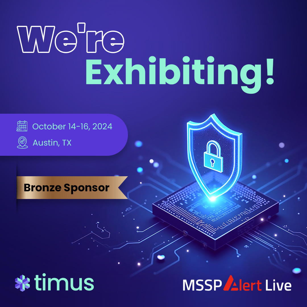 timusnetworks's tweet image. Timus is sponsoring @MSSPAlert Live 2024! Come Visit Our Booth! 

Meet our team in Austin, TX from October 14-16, 2024 by filling out the form below. We’d love to show you how we can help you win in 2024 and beyond!
bit.ly/3U2Nod8

#mspevent #mspvendor #zerotrust #mssp