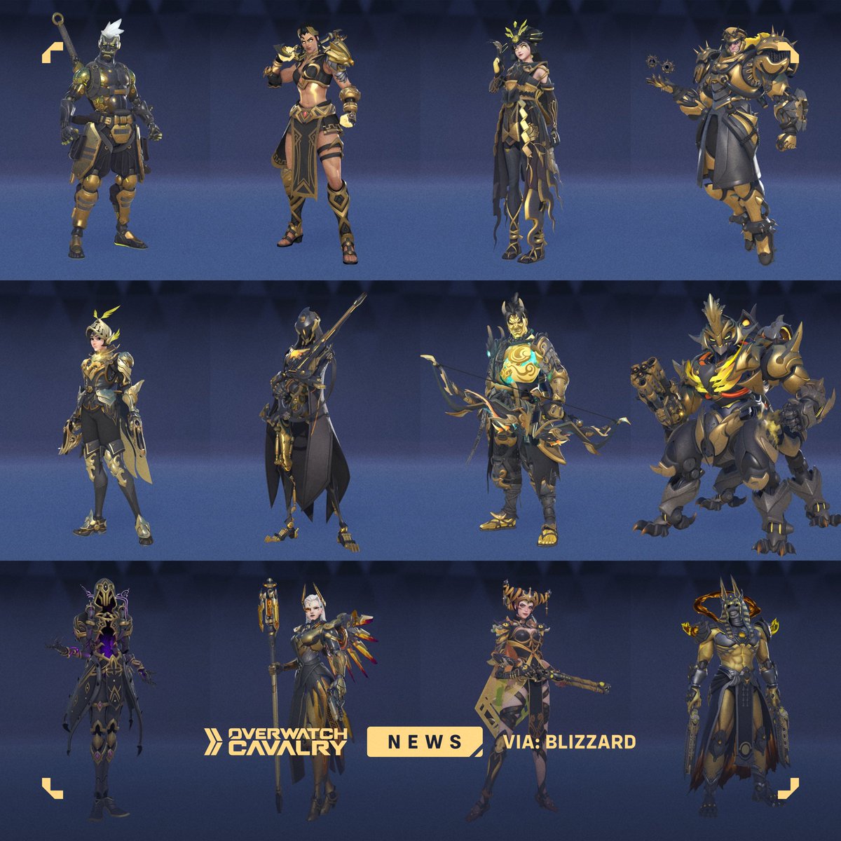 OWCavalry's tweet photo. Check out all the new Gilded Aspect Mythic Skin color variants in #Overwatch2 ✨ https://t.co/2ULfiv9PGI