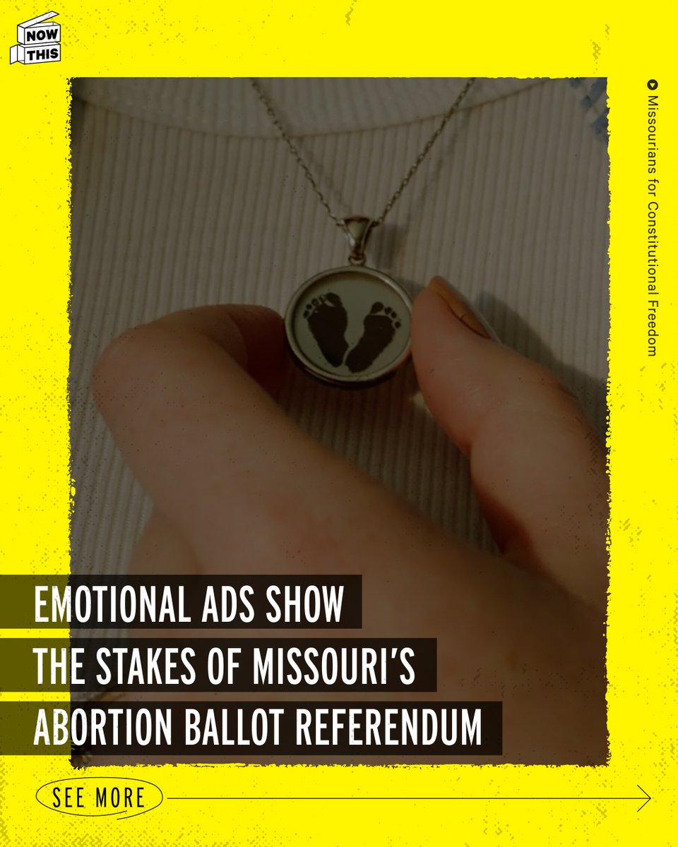 nowthisimpact's tweet image. Missouri, alongside the likes of Florida and Arizona, is one of 11 states that will be voting on abortion rights via a ballot measure in November. The Missourians for Constitutional Freedom have put out a collection of ads to encourage people to vote Yes on Amendment 3, which…