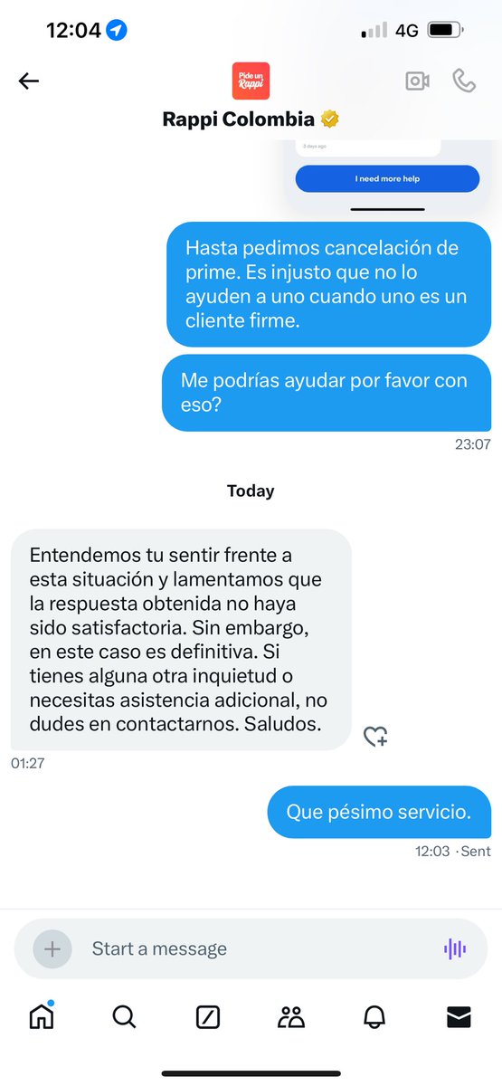camilobm18's tweet photo. @CamiloPMagia @RappiColombia Una actualización. Me contacta @RappiColombia por acá, me dice que les de la info necesaria para revisar el caso, les digo nuevamente todo y me responden lo mismo que en la app: que perdí mis 100K. Ser Pro no vale la pena y menos la app. Pésimo servicio. #RappiTeRoba https://t.co/xJGv6nU6KI