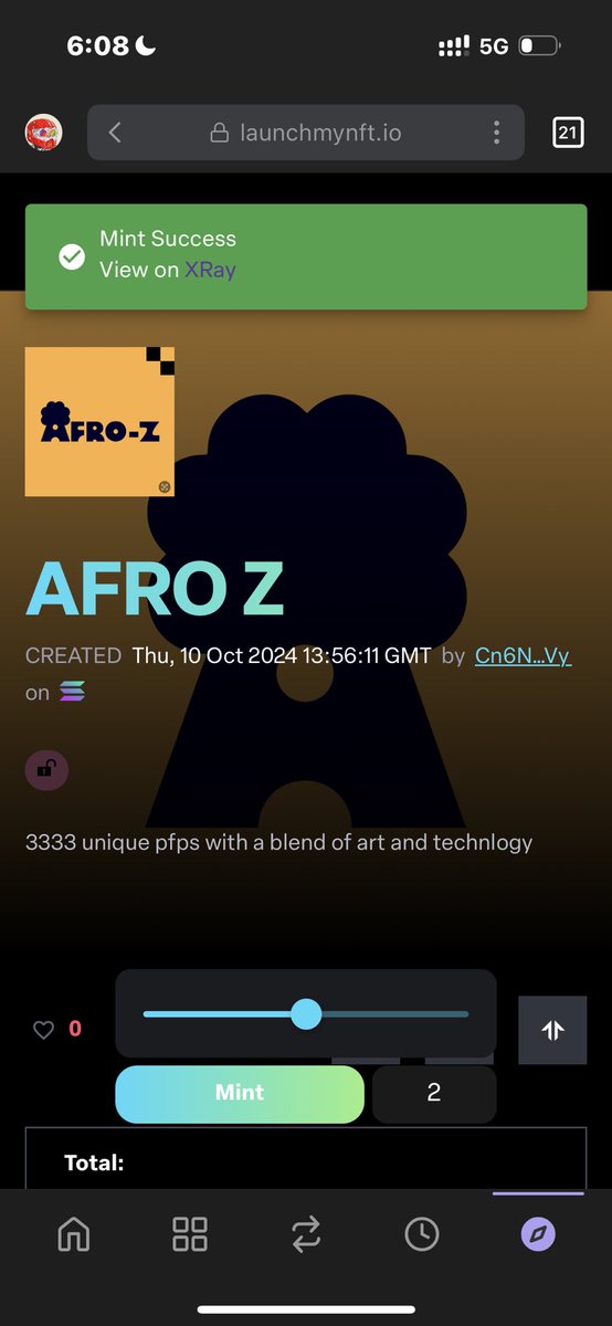 <a href="/Afro__z/">Afro Z</a> wl mint is now live 
You have 1 hour to mint  
 Just minted mine

If you got the wl go mint now now now !!!

launchmynft.io/collections/Cn…