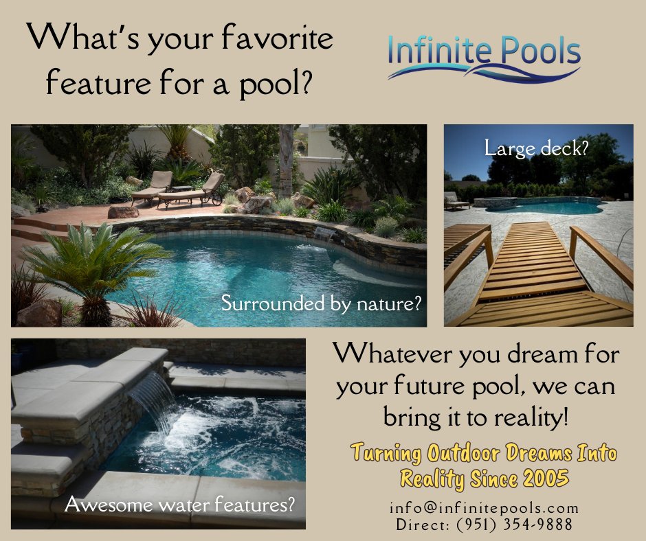 InfinitePoolsCA's tweet image. Turning Outdoor Dreams Into Reality Since 2005

Let's discuss what features you want in your pool. We can create a new pool of your dreams or make your current pool match your dreams!

#CustomPool #PoolFeatures #BackyardDreams