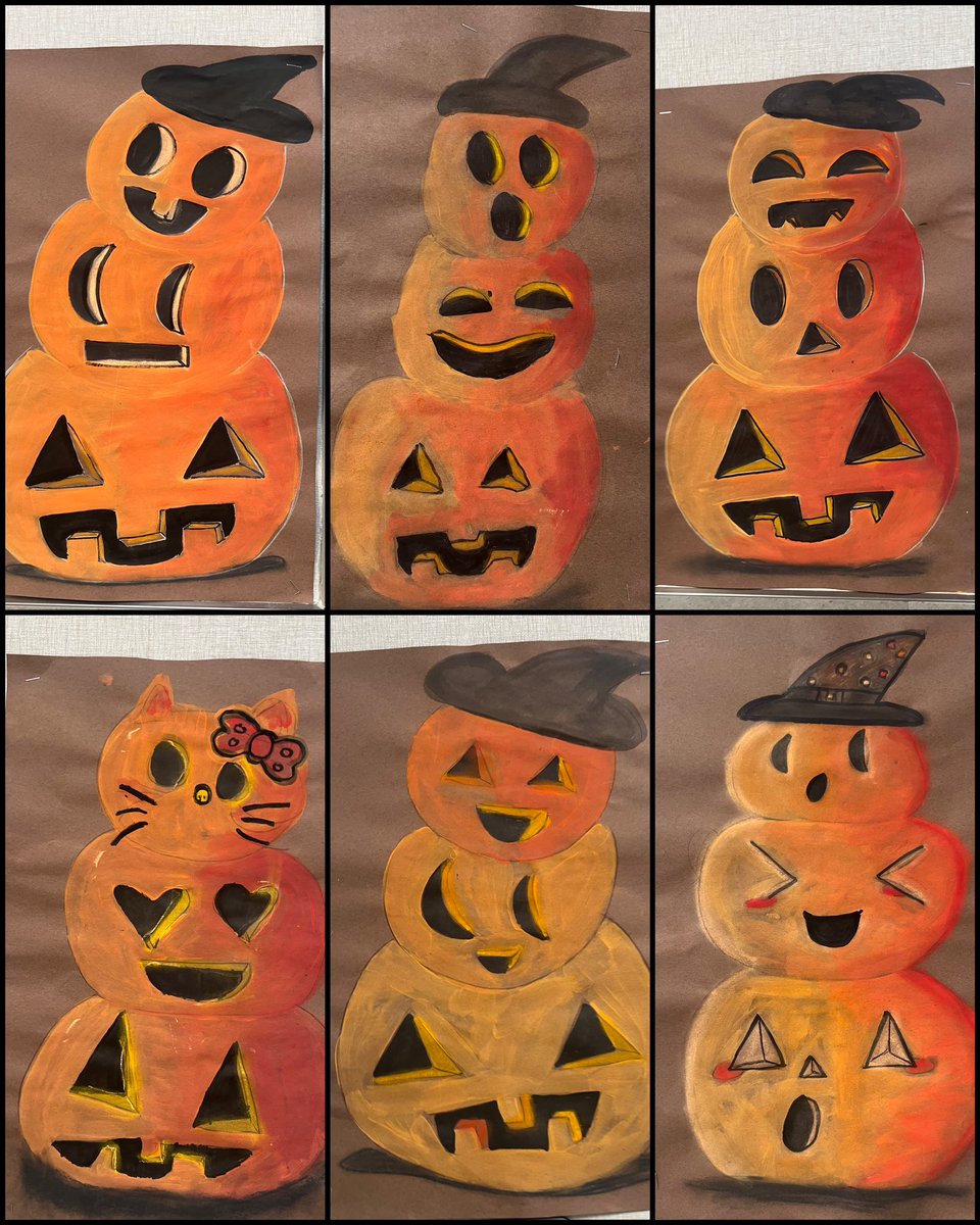 Color mixing, blending, shape, and form! These pumpkins  are a delight to see! Fall is in the air <a href="/JPE_Panthers/">Patterson Elementary</a> . <a href="/FBISDvisualart/">Fahmi Khan-FBISD Visual Arts</a> #fallart #artelements #elementaryart