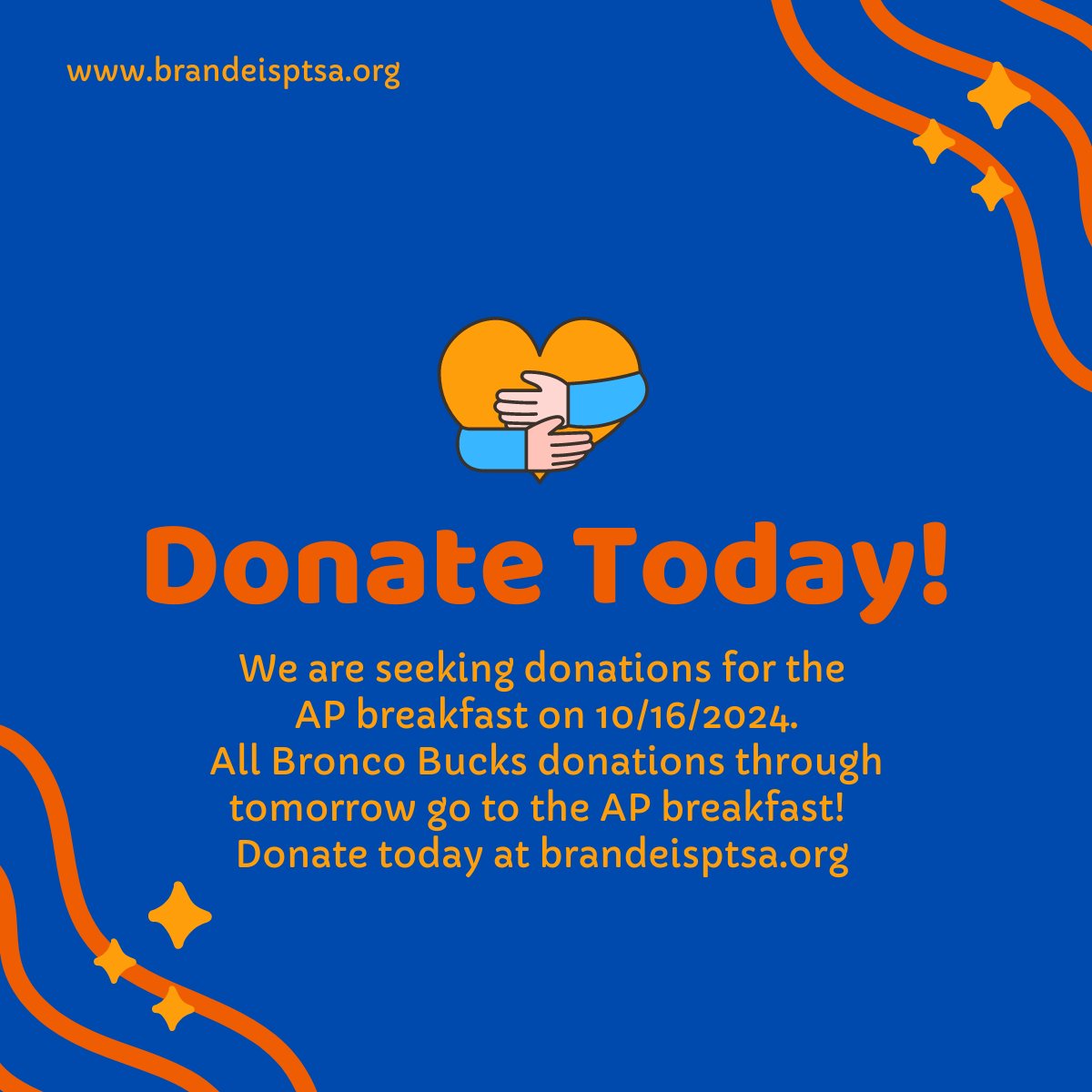 Calling all guardians of AP students! Please review the email from Ms. Kollman on 10/02/24. PTSA is seeking help with donations for the AP breakfast. Here is the signup genius link: signupgenius.com/go/10C0A4EAAAA…
Or make a Bronco Bucks donation before Saturday to help with this event!