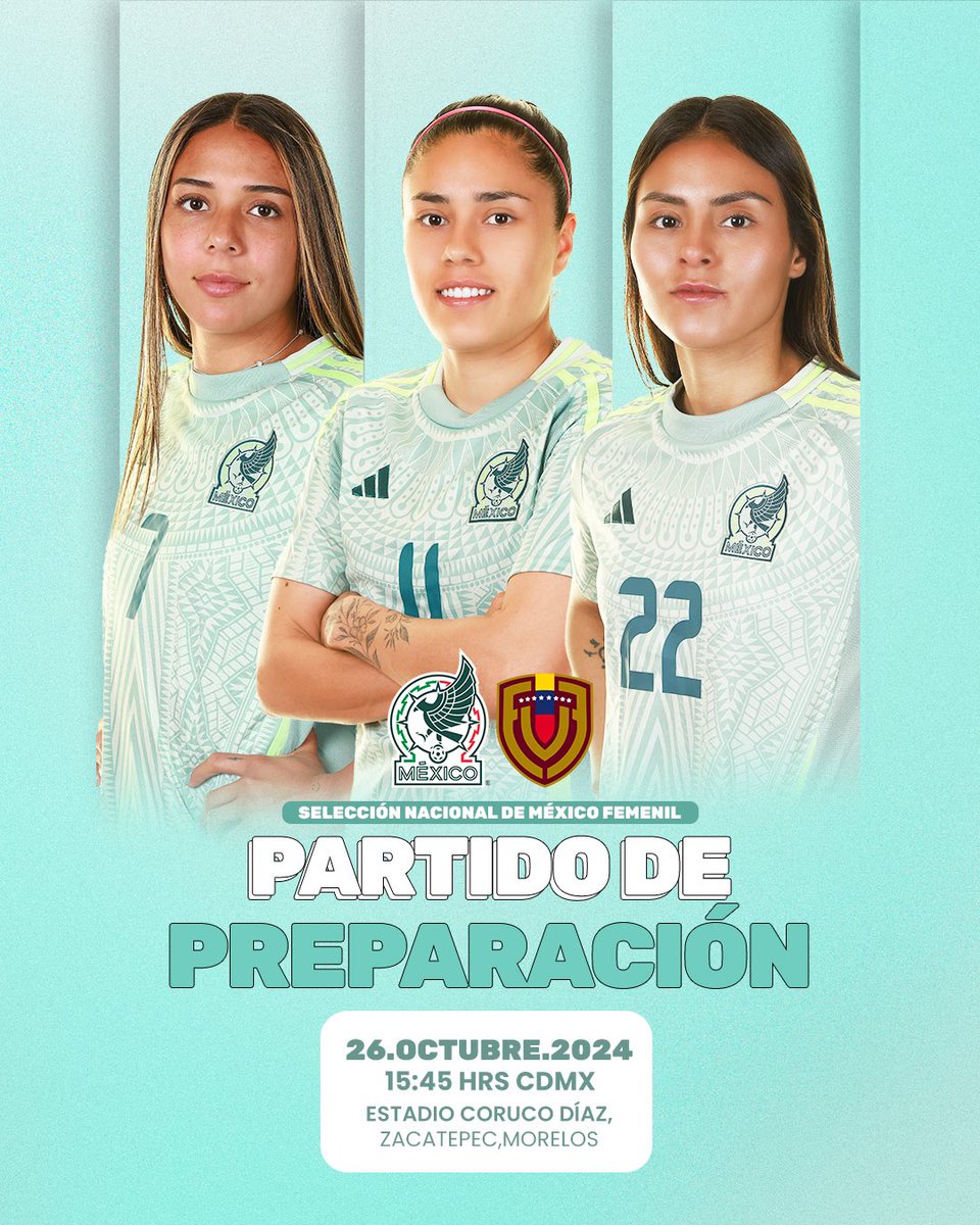 ¡Listas para un nuevo partido! <a href="/Miseleccionfem/">Selección Nacional de México Femenil</a> tendrá un partido de preparación contra Venezuela el 26 de Octubre 🙌🏼 ¡No te lo pierdas! 🇲🇽⚽️💜