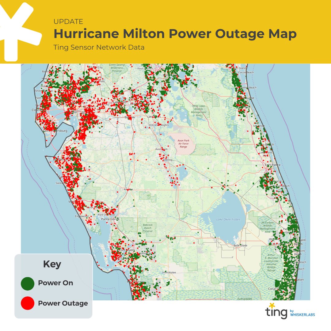 tingfire_'s tweet photo. HURRICANE MILTON POWER OUTAGE UPDATE AS OF OCTOBER 10 AT 01:00 PM EST: It’s encouraging to see some early signs of recovery, but there’s still a long way to go for all those impacted. Please check back soon, as we’ll continue to post regular updates. Most importantly, we hope you’re all staying safe.