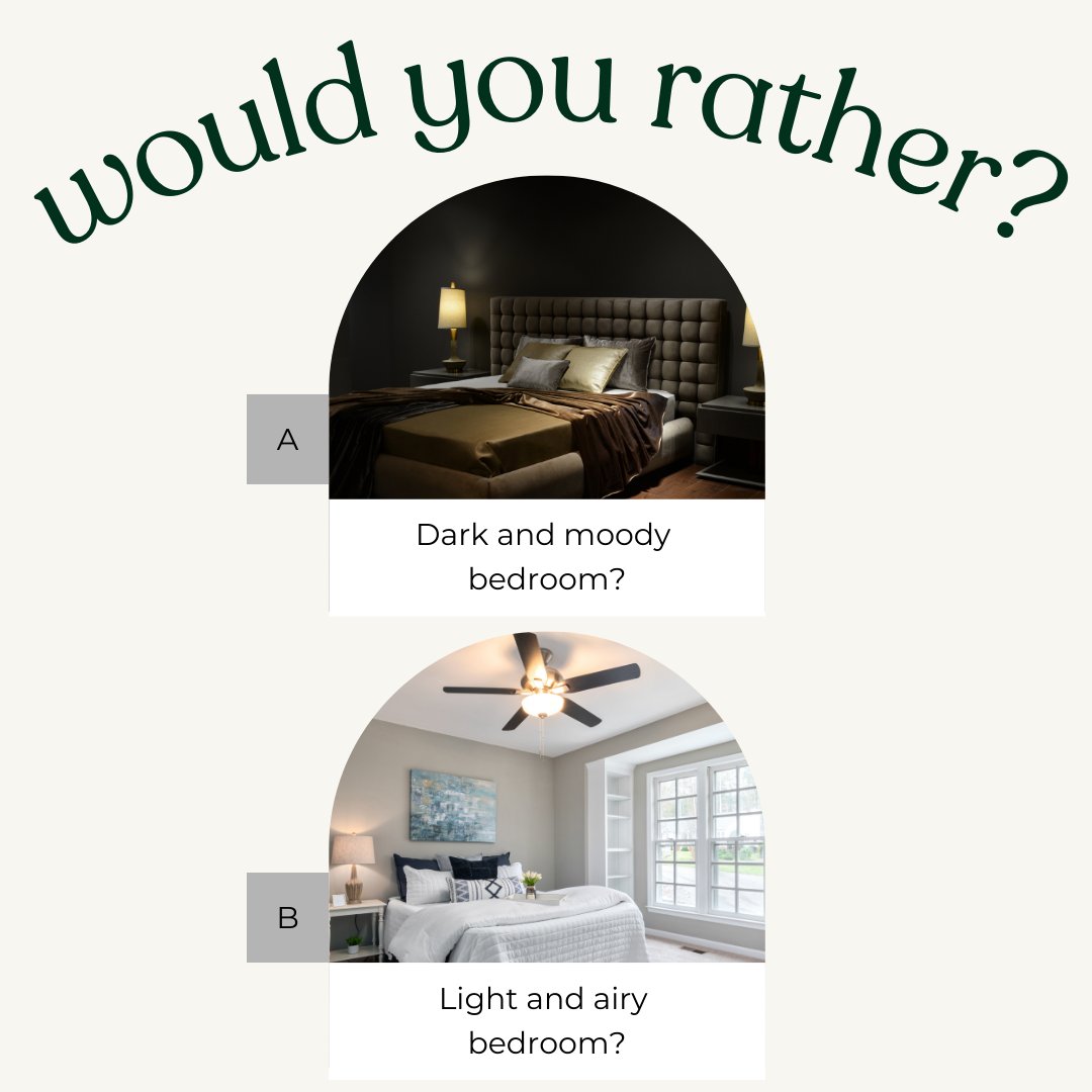 HelloProjectUSA's tweet image. Dark &amp;amp; moody or light &amp;amp; airy? 🖤✨ What’s your dream bedroom vibe?

💬 Drop a comment with your choice! DM us to start creating the perfect home improvement project for you!   #BedroomDesign #HomeImprovement #InteriorDesign #UtahHomes