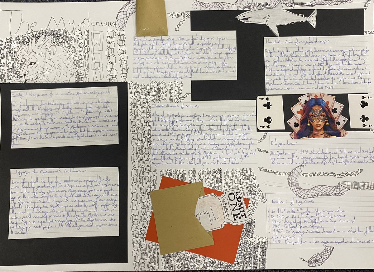 Pengeulanpri's tweet photo. Inspired by @emcarrollauthor we created our own non-chronological reports based on fictional escapologists! We added a sprinkle of our creativity and the results speak for themselves #publishedwork #writers #illustrators @CSC_langlitcomm https://t.co/RNnf0vPUvx