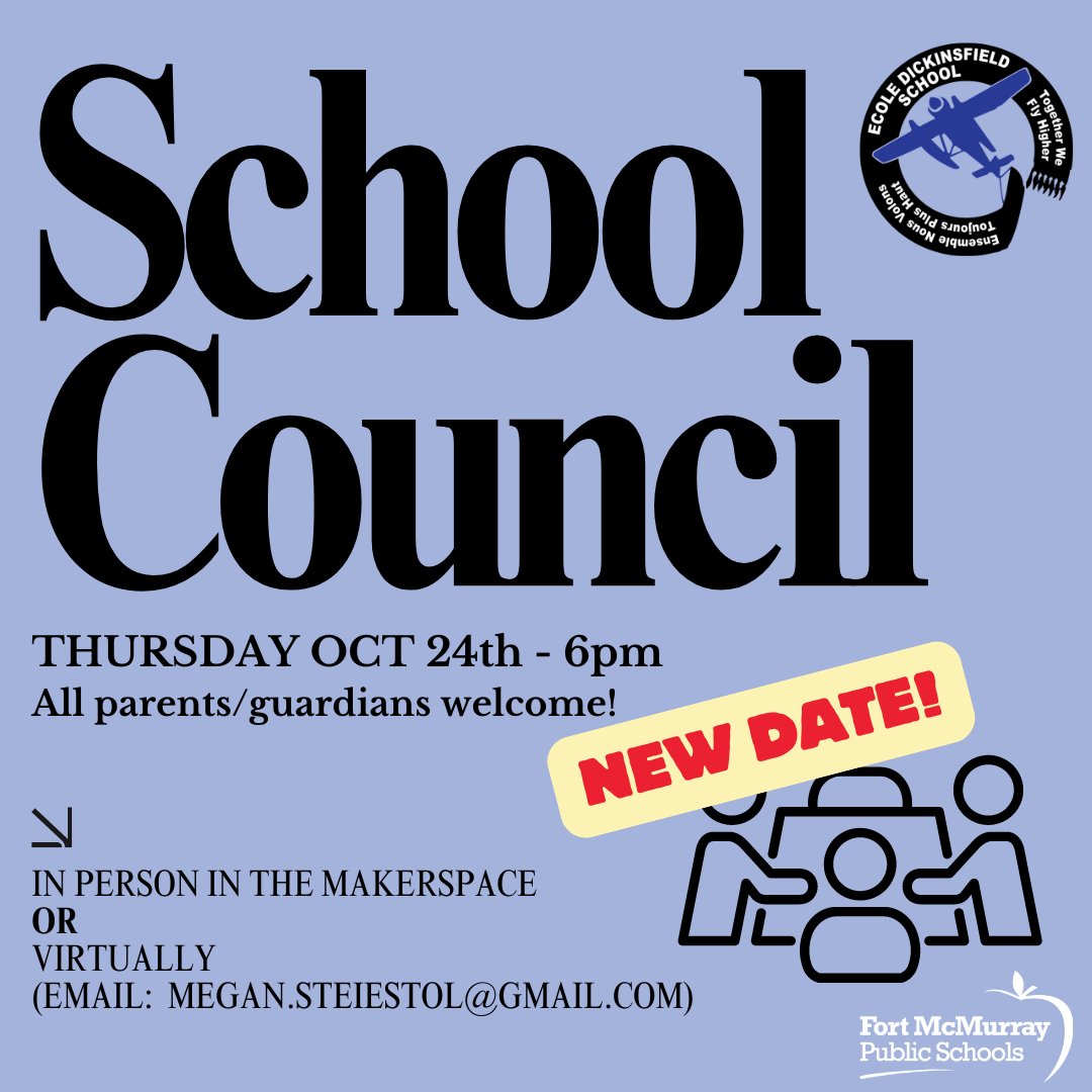 New Date!! Our School Council meeting for this month will take place October 24th at 6pm (not tonight as originally advertised).
All parents/guardians welcome. See you on the 24th!