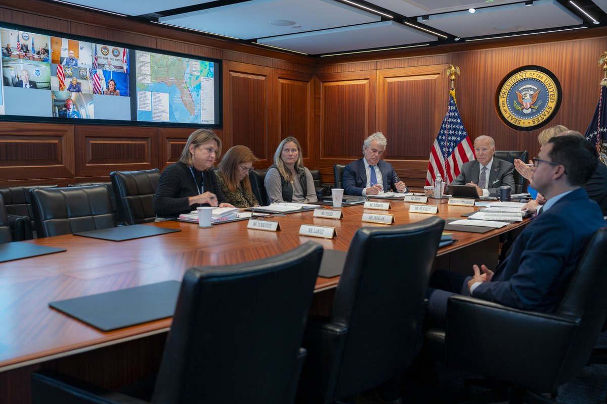 Today, I convened <a href="/VP/">Vice President JD Vance</a> and senior officials for a briefing on the impacts of Hurricane Milton's landfall.

The aftermath is devastating.

But my Administration was on the ground to prepare for this storm, and we will stay for as long as it takes to respond, recover, and rebuild.