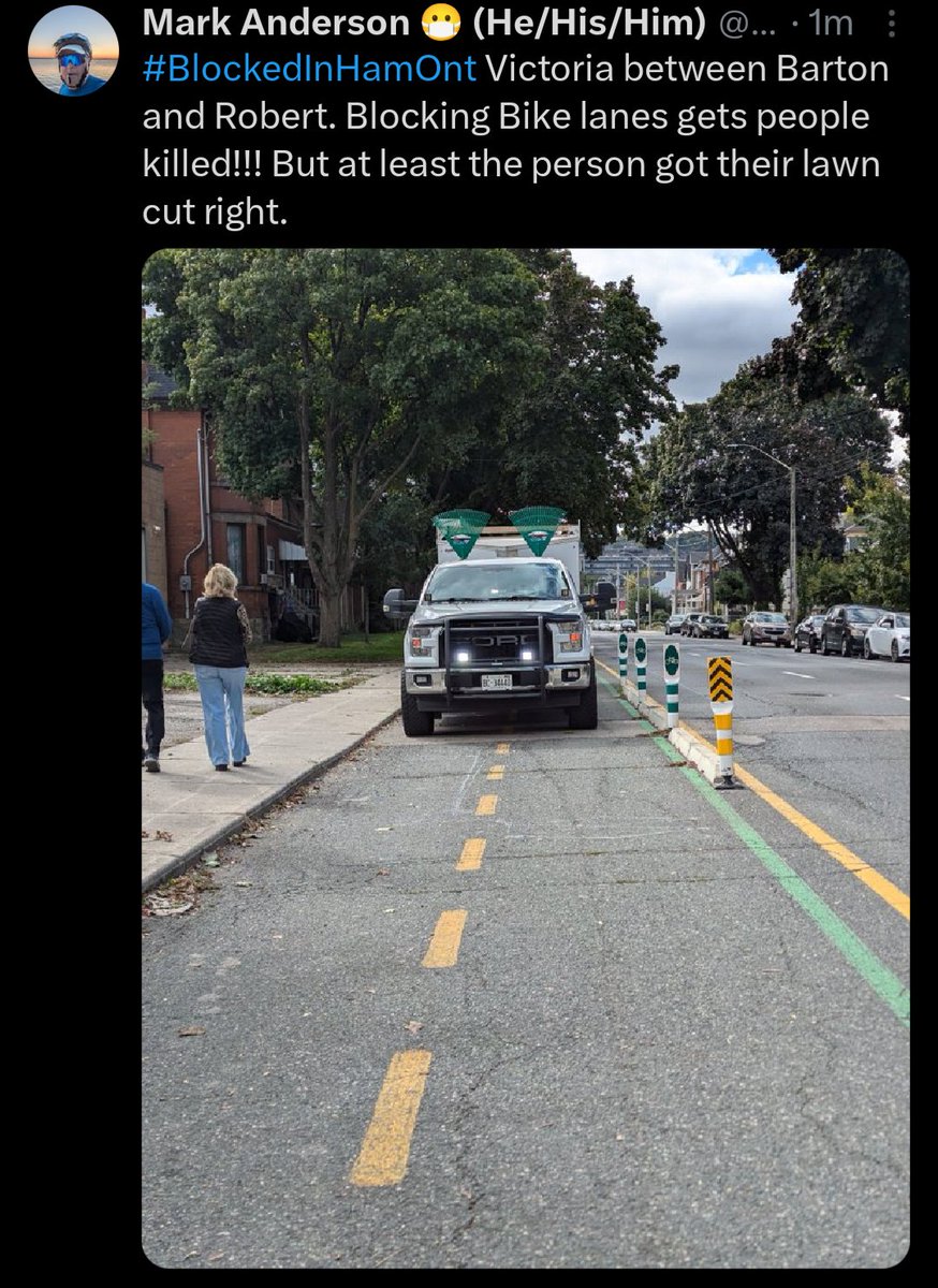 ham_bicycleguy's tweet photo. If the public could report By-Law infractions, we could make the city a lot of money. Let's keep track together!

Park in bicycle lane: $200 penalty. 

Total since the Planning Committee approved the increase: $3200

#BlockedinHamOnt with special guest @cycletherapyHam https://t.co/eWVQKaDyYC