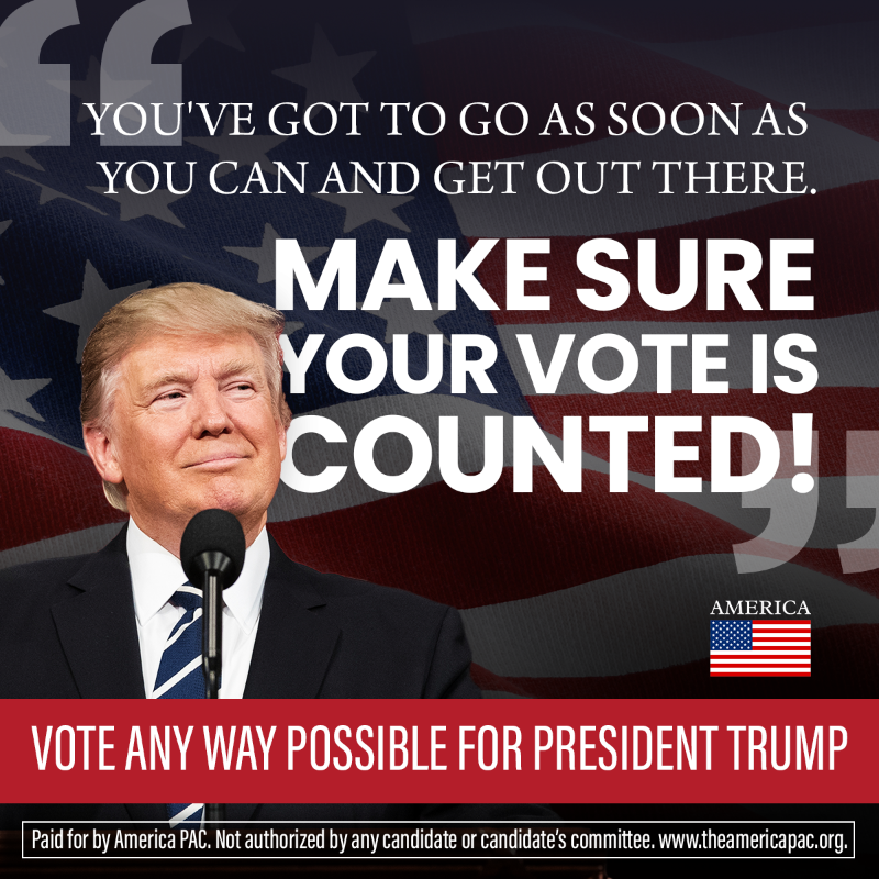 theamericapac's tweet photo. ACTION NEEDED: Answer Trump’s call. Vote EARLY.

Request your ballot ASAP →