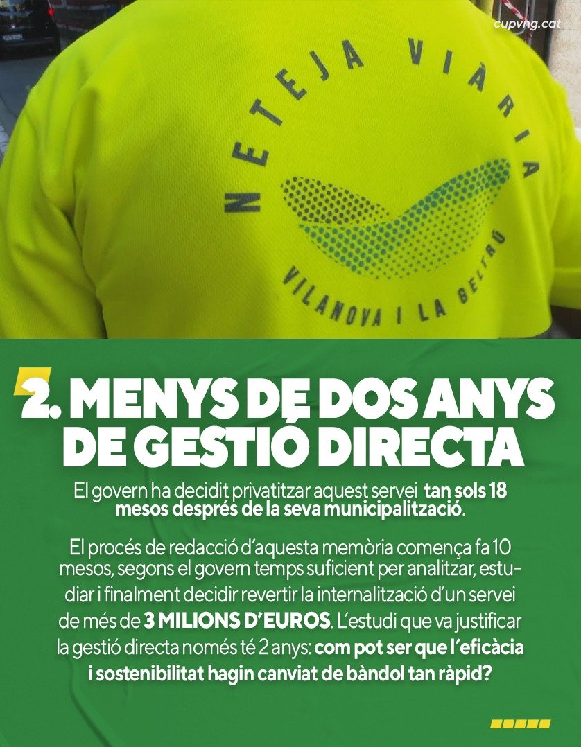 ♻️‼️ US EXPLIQUEM LES 5️⃣ CLAUS PER ENTENDRE LA PRIVATITZACIÓ DE LA NETEJA VIÀRIA.

📝Al #plevng d'octubre el govern aprova externalitzar el servei de neteja viària, tan sols 18 mesos després de la seva municipalització, i tot apunta que es retorna a l'empresa de sempre: VALORIZA.