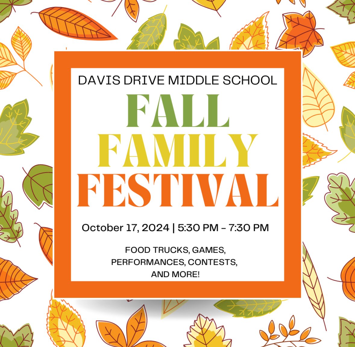 1️⃣ Week Countdown to Fall Family Festival! Come join us at DDMS to celebrate the Fall Season with our theme Autumn Leaves and Pumpkin Please on Oct. 17th! 🍂🎃🍁👻
