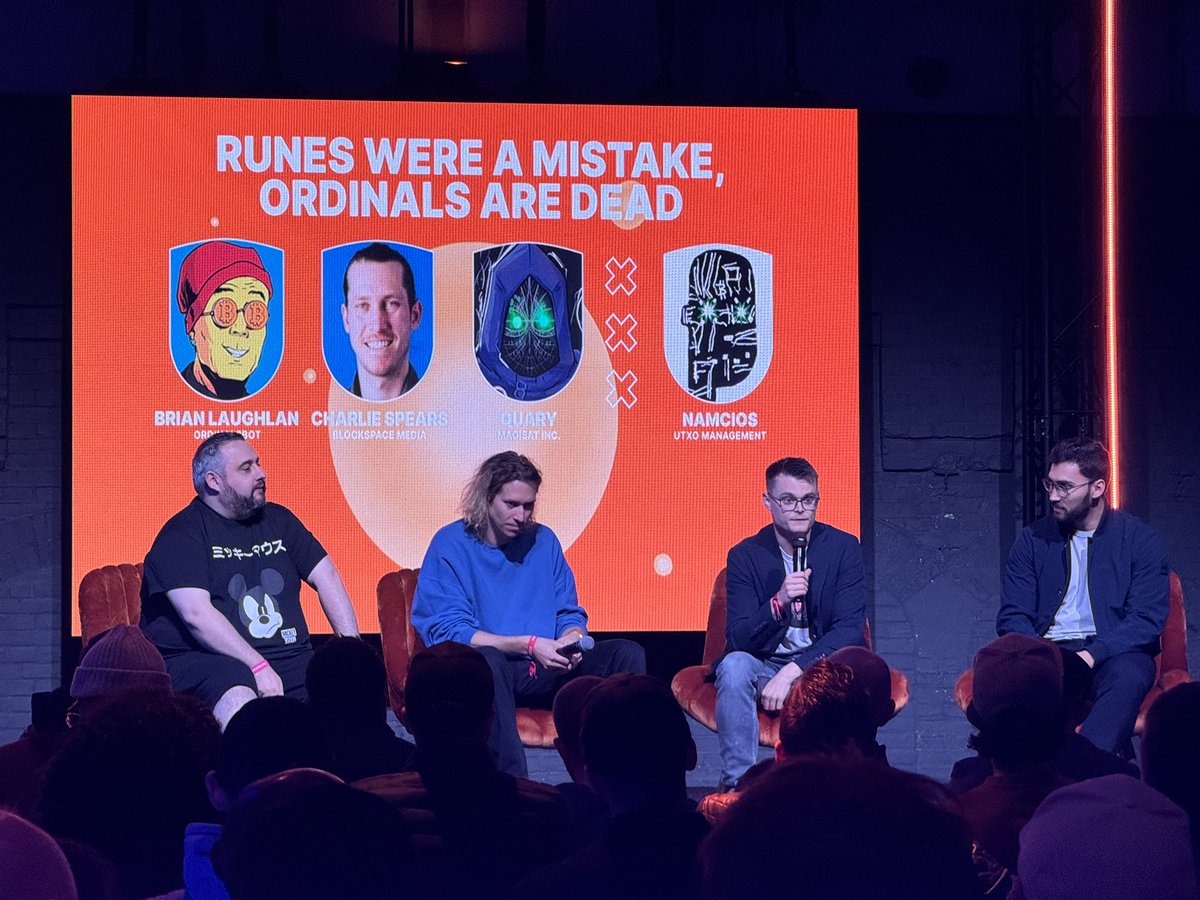 Great hearing from some key names in the Ordinals and Runes space at <a href="/BitcoinConfEUR/">Bitcoin Amsterdam</a>…

…though the name of the session felt a little off 😉