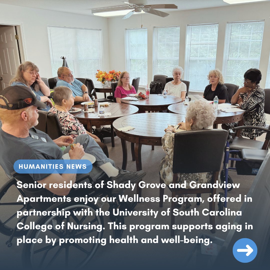 HumanitiesFndtn's tweet image. Senior residents at Shady Grove and Grandview Apartments enjoy our Wellness Program with the University of South Carolina College of Nursing, promoting health and supporting aging in place. 

#WellnessProgram #AgingInPlace #SeniorLiving #USC #CommunityCare @UofSC