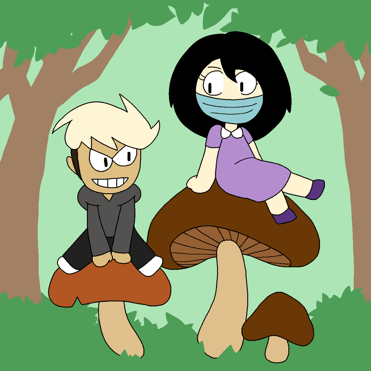 #mentalmathwithfrances
フランシス先生と一緒にキノコ狩りするはずだったが…途中サボってしまうオキニス君とリラちゃん👦😷
we were supposed to go mushroom picking, but Onyx and Lila slacked off on the way👦😷