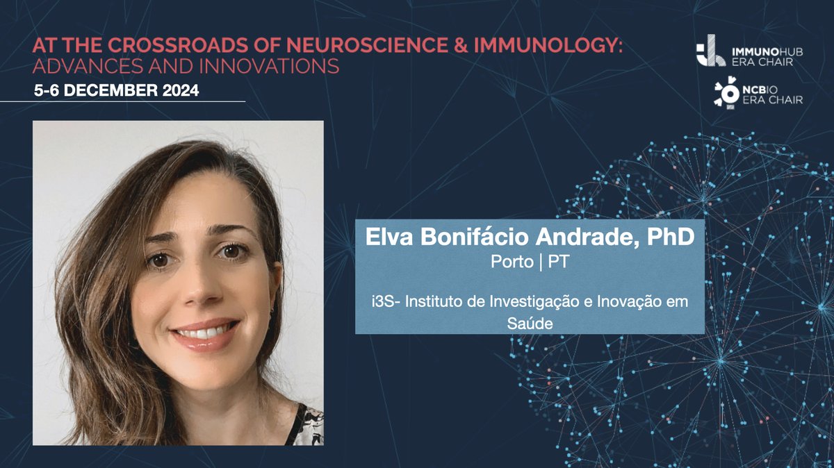 ISSD Lab | i3S (@issd_lab) on Twitter photo 📣 We are thrilled to have Elva Bonifácio Andrade from <a href="/i3S_UPorto/">i3S-Instituto de Investigação e Inovação em Saúde</a> as invited speaker in our symposium!
👩🔬<a href="/elva_bonifacio/">Elva Bonifácio Andrade</a> research focused on understanding the complex neuro-immune interactions during GBS disease
⚠️ Info & Registration immunohub.i3s.up.pt/era-chair-anua…
<a href="/AstrocytesRus/">Synapse Biology Group | NCBio ERA Chair @i3S_Porto</a> 📣 We are thrilled to have Elva Bonifácio Andrade from <a href="/i3S_UPorto/">i3S-Instituto de Investigação e Inovação em Saúde</a> as invited speaker in our symposium!
👩🔬<a href="/elva_bonifacio/">Elva Bonifácio Andrade</a> research focused on understanding the complex neuro-immune interactions during GBS disease
⚠️ Info & Registration immunohub.i3s.up.pt/era-chair-anua…
<a href="/AstrocytesRus/">Synapse Biology Group | NCBio ERA Chair @i3S_Porto</a>