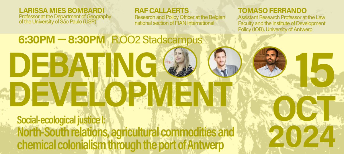 USOS (@usos_antwerpen) on Twitter photo 🌱 The second session of our Debating Development series will be about North-South relations, agricultural commodities and chemical colonialism.
📆 Tuesday 15 October at 6.30 pm - Stadscampus
✍️ Register here: uantwerpen.be/en/centres/uso…
#debdev <a href="/IOBUA/">IOB - Institute of Development Policy</a> 🌱 The second session of our Debating Development series will be about North-South relations, agricultural commodities and chemical colonialism.
📆 Tuesday 15 October at 6.30 pm - Stadscampus
✍️ Register here: uantwerpen.be/en/centres/uso…
#debdev <a href="/IOBUA/">IOB - Institute of Development Policy</a>