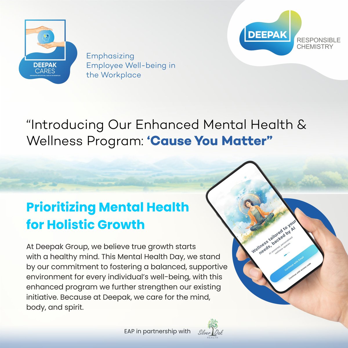 #DeepakGroup believes #mentalhealth is important &amp; is committed to a supportive work environment, launching its enhanced #DeepakCares initiative to ensure every employee &amp; family has access to resources needed to prioritize mental wellness—today &amp; everyday #WorldMentalHealthDay
