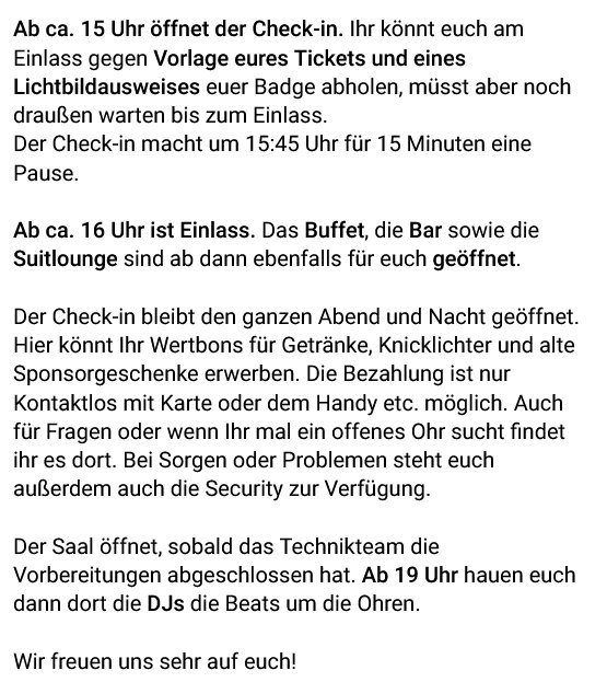 Der #NFD11 steht vor der Tür! 

Die Chance möchten wir nutzen, euch einen kurzen überblick über den Zeitplan für den Einlass zu geben: