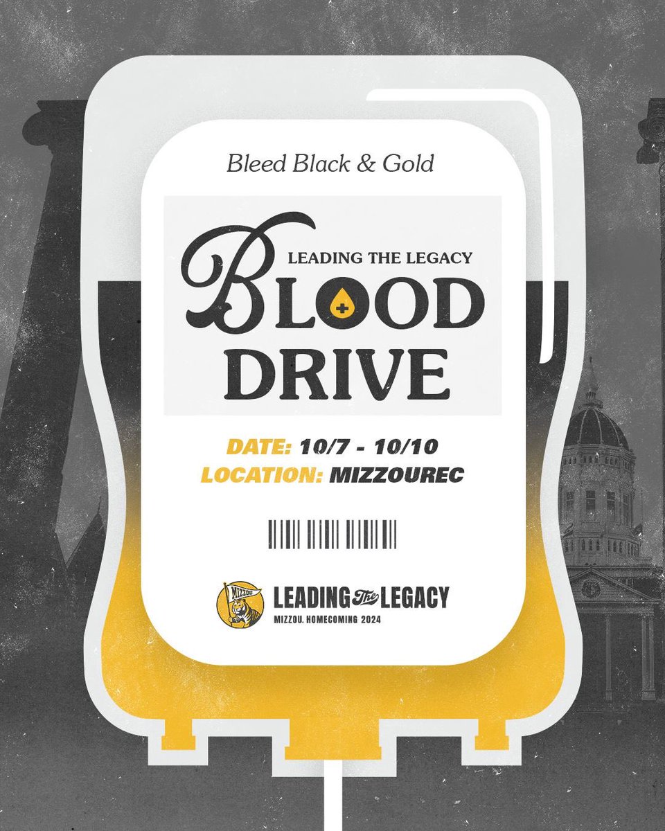 Whit Hafer (@whit_hafer) on Twitter photo You know what to do-finish strong, no matter what.
💉Keep the blood drive alive at the MizzouRec! #MIZ #ETTB <a href="/mizzouathletics/">Mizzou Athletics</a>
📅: October 7-10
⏰: 11am-6pm
🐯: MizzouRec You know what to do-finish strong, no matter what.
💉Keep the blood drive alive at the MizzouRec! #MIZ #ETTB <a href="/mizzouathletics/">Mizzou Athletics</a>
📅: October 7-10
⏰: 11am-6pm
🐯: MizzouRec