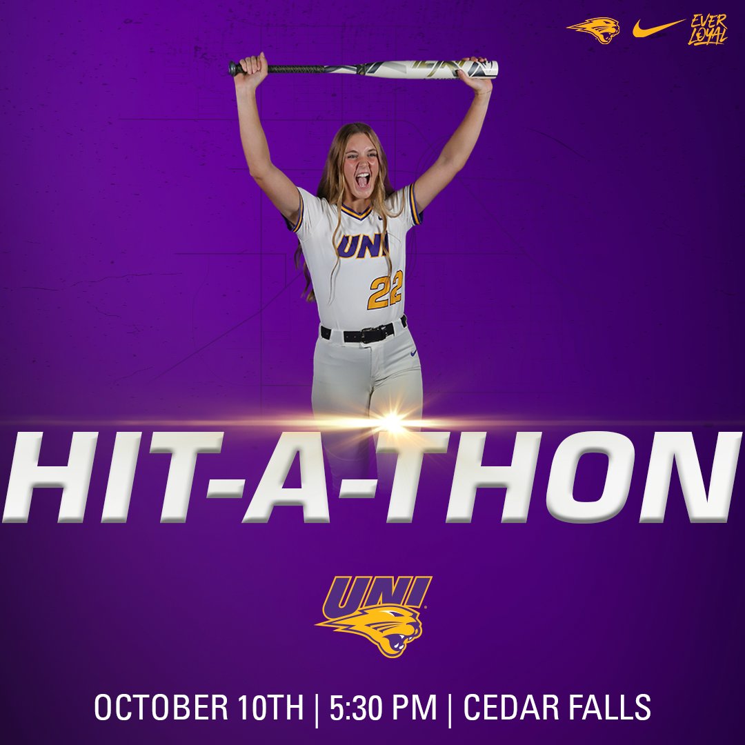 UNISoftball's tweet image. 𝗛𝗔𝗣𝗣𝗬 𝗛𝗜𝗧-𝗔-𝗧𝗛𝗢𝗡!!!

🥎: Hit-A-Thon
📍: Cedar Falls, Iowa
⏰: 5:30 p.m. CT
🏟️: Robinson-Dresser Sports Complex
📺: bit.ly/3zRsZkA

#EverLoyal #1UNI