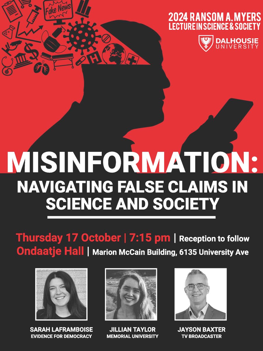 Boris Worm (@cbcoceansguy) on Twitter photo Worried about the rise of #misinformation on social media and in public discourse? Please join us for the 2024 Ransom A. Myers lecture on THU 17th October at 7.15PM at Dalhousie University. The event is free and is followed by a reception, everyone is welcome! <a href="/DalScience/">Dalhousie Science </a> Worried about the rise of #misinformation on social media and in public discourse? Please join us for the 2024 Ransom A. Myers lecture on THU 17th October at 7.15PM at Dalhousie University. The event is free and is followed by a reception, everyone is welcome! <a href="/DalScience/">Dalhousie Science </a>