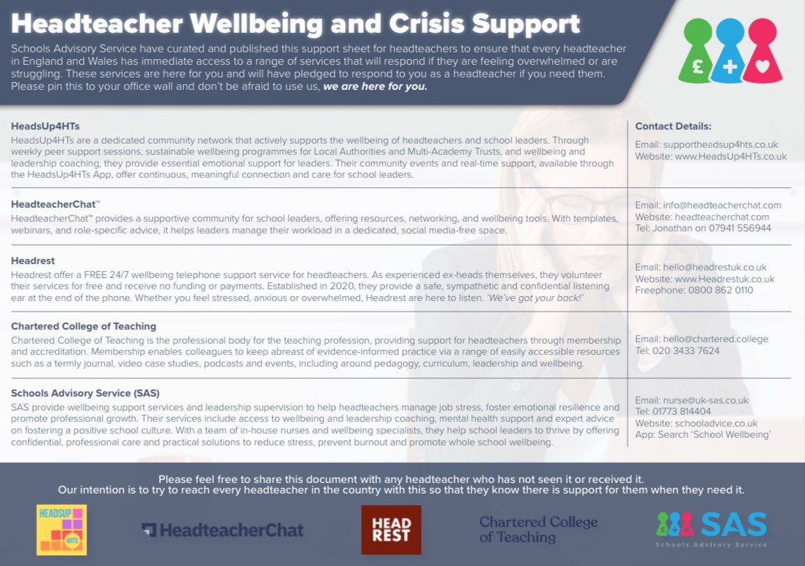 We hope you find this useful for someone on #WorldMentalHealthDay. Look after your headteacher. 

Please share. 🙏🏼