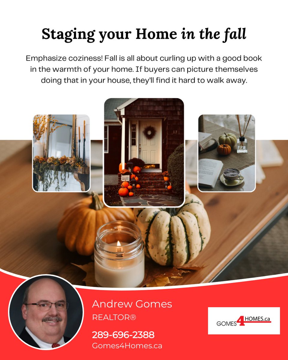 gomes4homes's tweet image. Leverage the charm of fall when selling your home: Emphasize coziness, use seasonal scents, plant autumn flowers, and offer fall treats. Considering a fall sale? The season's magic is with you! 🍁🏡

#gomes4homes #royallepagenrc #niagarahomes #renttoown #SRES #seniorsrealestate