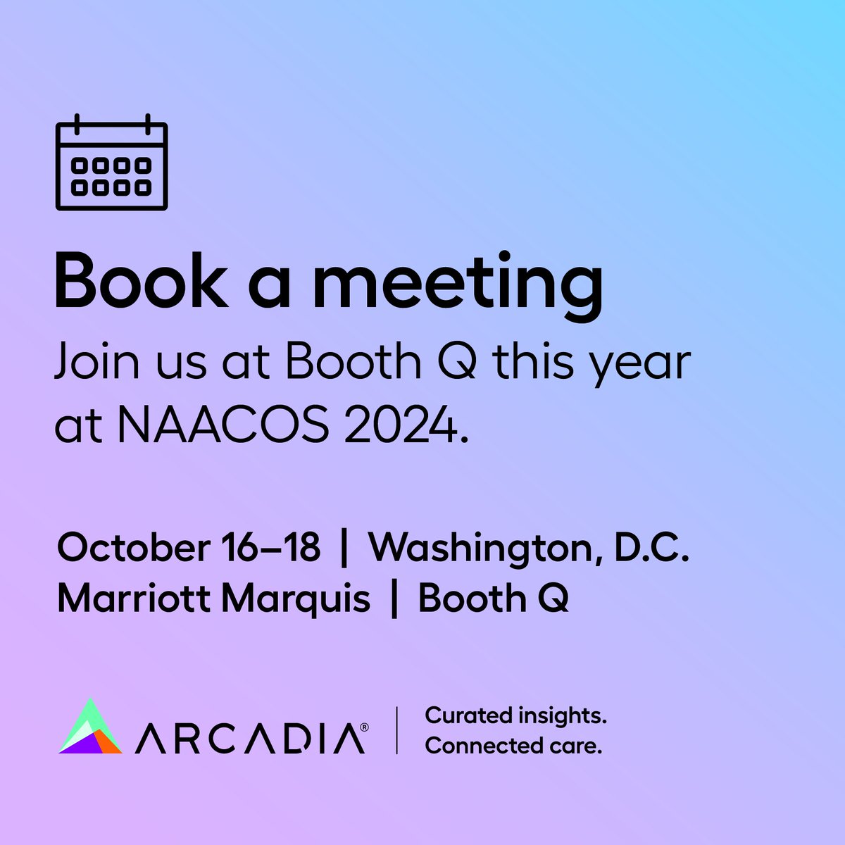 🏛️ C.U. in D.C. at NAACOS? 

Book a meeting with us at Booth Q to learn how data can help you ACO level up performance, outcomes, and reimbursements: ttps://arcadia.io/resources/naacos-fall-2024 

#NAACOS2024 #valuebasecare #healthcaredataanalytics