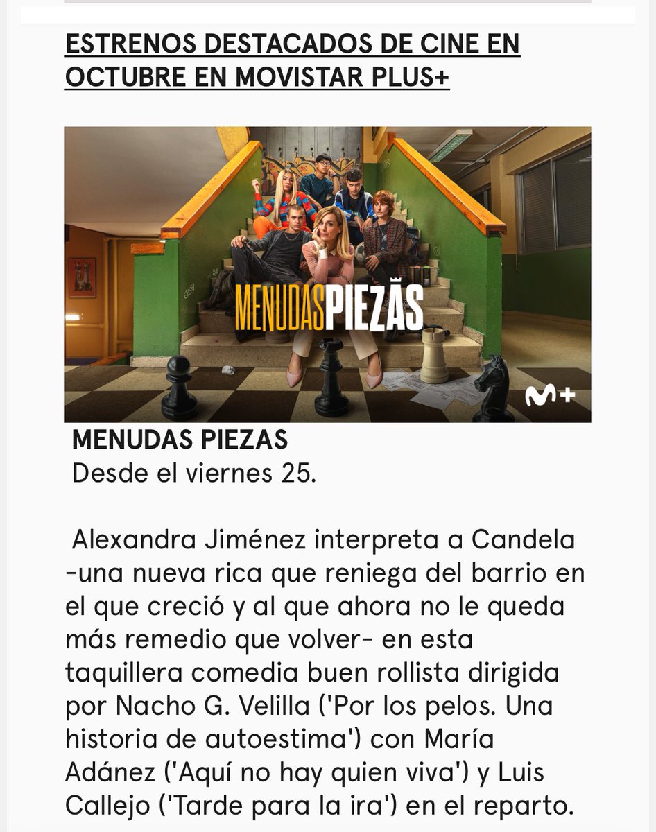 ¡Qué ganas tenemos de que podáis disfrutar de #MenudasPiezas!! 

A partir del 25 de Octubre en <a href="/MovistarPlus/">Movistar Plus+</a>