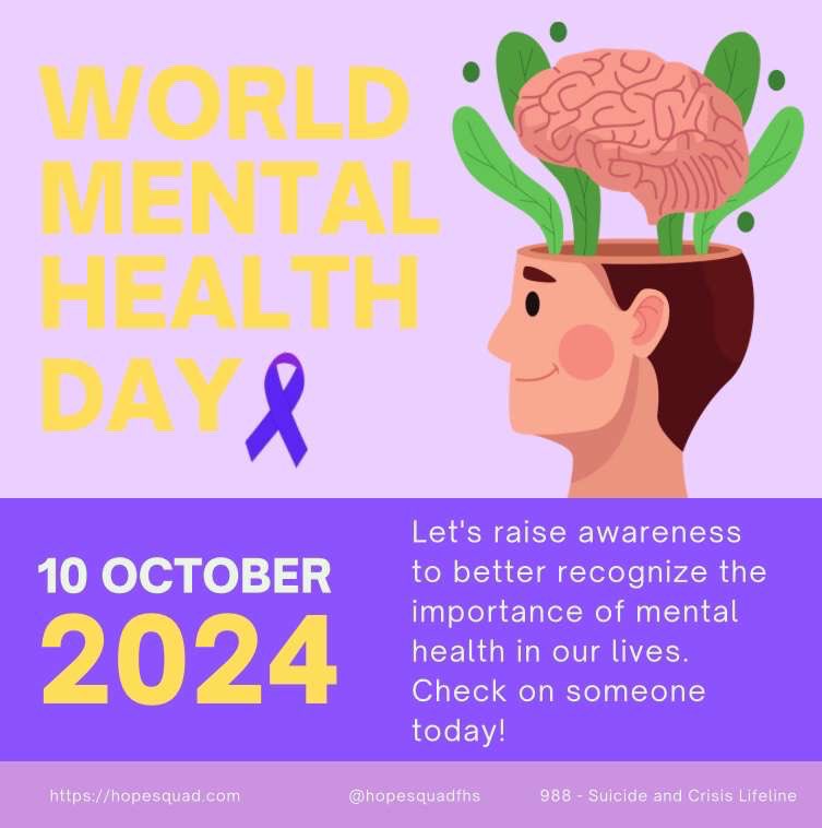 Did you know that today is World Mental Health Day? Make sure to check on someone today!💛

who.int/campaigns/worl…