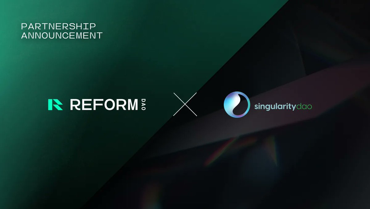 ReformDAO's tweet photo. 🚨 ReformDAO x SingularityDAO 🚨
💰 We are proud to announce that @SingularityDAO is making a major strategic investment in Reform’s bonding treasury!
🤝 And that’s not all, SingularityDAO is officially our new Business Partner, paving the way for even bigger moves ahead!
Interested in investing yourself? Make sure to visit https://t.co/eR8nVgDhfy!