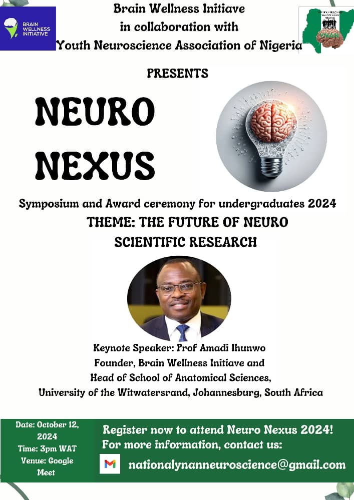 Brain Wellness Initiative, Foundation (@brainwellnessi1) on Twitter photo Register now to attend NEURONEXUS 2024 "The Future of NeuroScientific Research": forms.gle/PynywzTWT5DEN6…
Saturday, October 12 · 3:00 – 4:00pm (UTC)
Google Meet Video call link: meet.google.com/tye-fqmr-xvv
<a href="/AmadiIhunwo/">Amadi Ihunwo</a> <a href="/simplyneurosci/">Simply Neuroscience</a> <a href="/KavliAtYale/">Yale Kavli Institute for Neuroscience</a> <a href="/IBROorg/">IBRO - International Brain Research Organization</a> <a href="/ChinnaOrish/">Chinna Orish</a> Register now to attend NEURONEXUS 2024 "The Future of NeuroScientific Research": forms.gle/PynywzTWT5DEN6…
Saturday, October 12 · 3:00 – 4:00pm (UTC)
Google Meet Video call link: meet.google.com/tye-fqmr-xvv
<a href="/AmadiIhunwo/">Amadi Ihunwo</a> <a href="/simplyneurosci/">Simply Neuroscience</a> <a href="/KavliAtYale/">Yale Kavli Institute for Neuroscience</a> <a href="/IBROorg/">IBRO - International Brain Research Organization</a> <a href="/ChinnaOrish/">Chinna Orish</a>