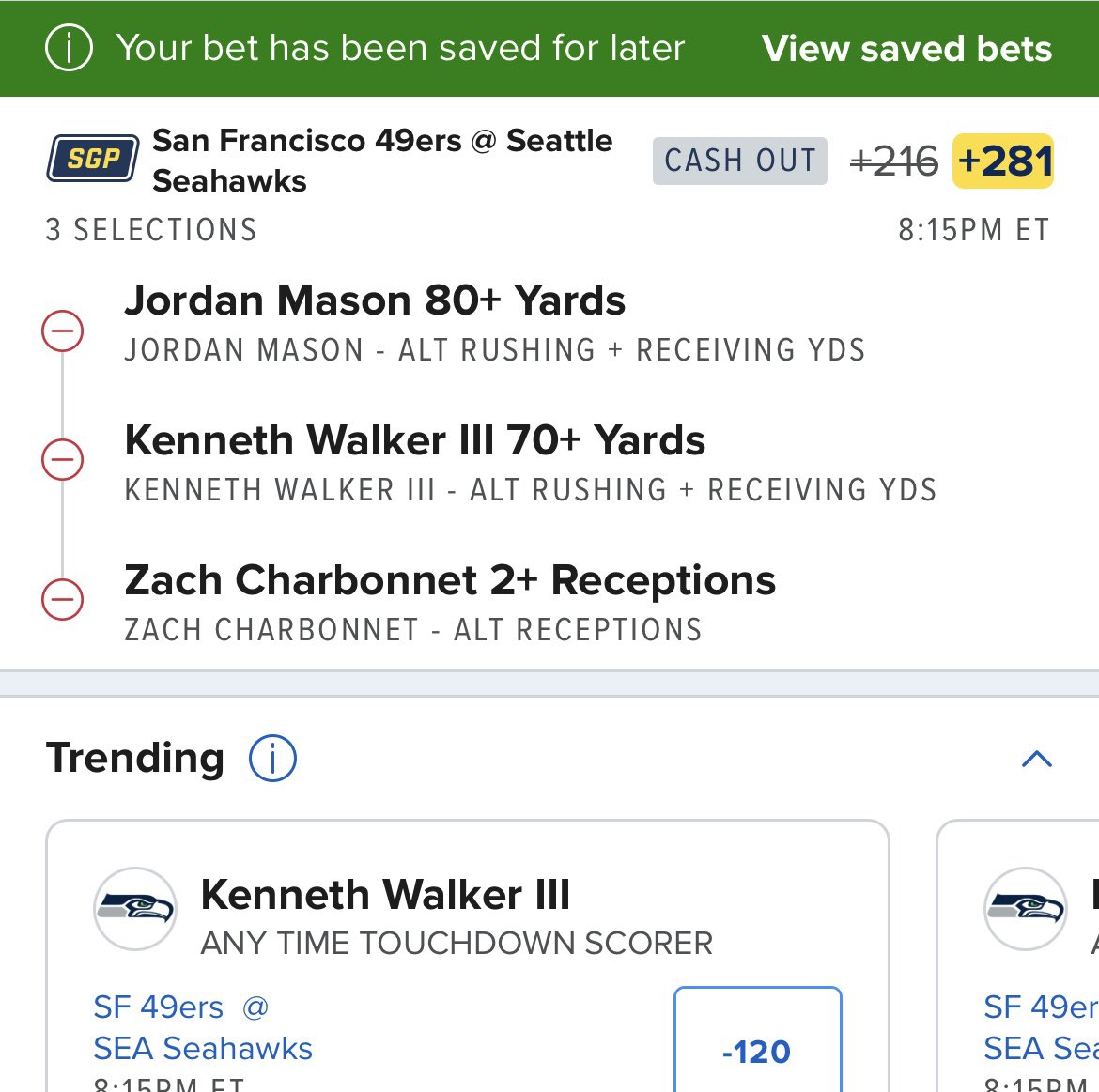 BuzzedBetting's tweet photo. 100% Alt Hit Rates in 2024
Mason o80 RR
Walker o70 RR
Charb o2 Rec 

80% Alt Hits 
Kittle 40 yards + 4 rec 
*good adds to a parlay https://t.co/Y5XcUEQYJf