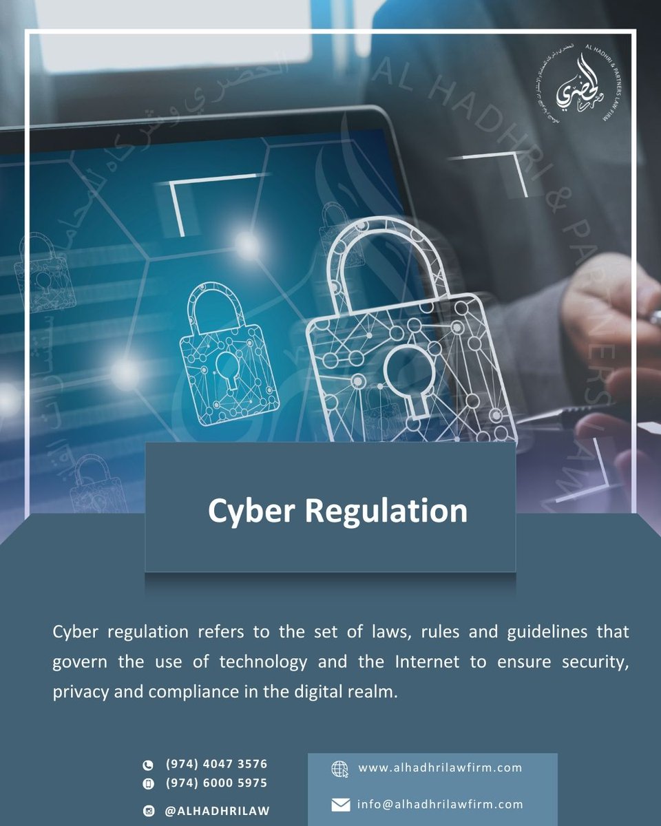 ALHADHRILAW's tweet image. #CyberRegulation #QatarLaw #alhadhrilaw #قانون_قطر #مكتب_الحضري_وشركاه_للمحاماة