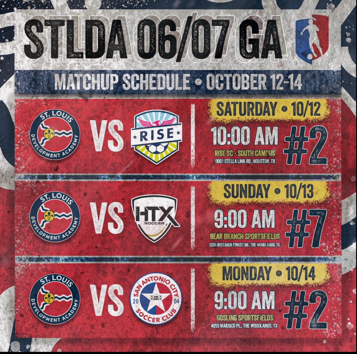 Headed to Texas this weekend for 3 more competitive matches!! <a href="/STLDASoccer/">StLouisDAsoccer</a> <a href="/GAcademyLeague/">Girls Academy</a>