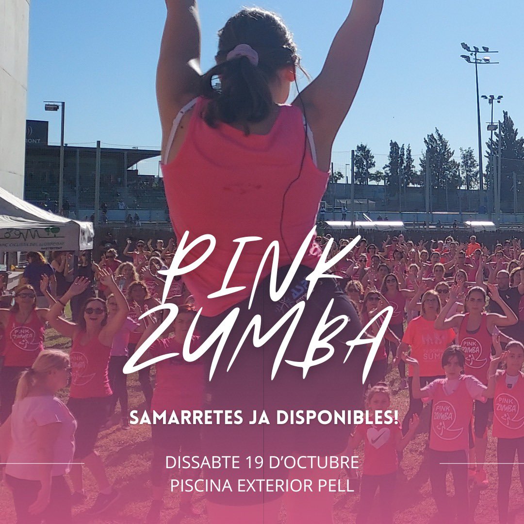 Celebrem una nova edició del Pink Zumba solidari per conmemorar el Dia Mundial contra el Càncer de Mama. Us esperem per gaudir d’una gran masterclass 💪

Samarretes solidaries ja disponibles al PELL i Can Mercader. Tots els beneficis seran destinats a <a href="/aeccCornella/">AECC Cornellà</a>