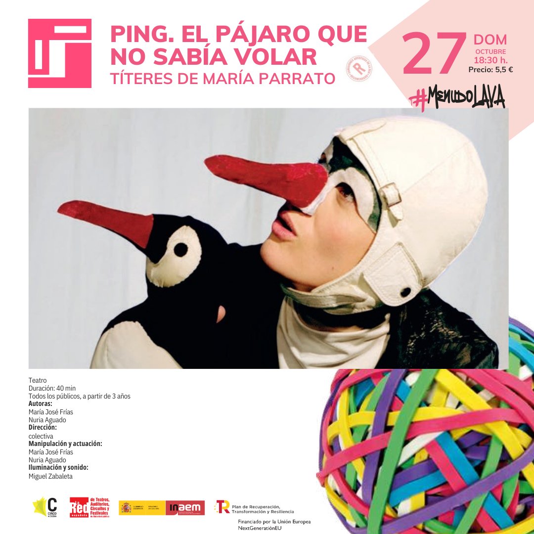 CulturaVLL_'s tweet photo. El 27/10 @LavaVLL nos propone un nuevo espectáculo de #teatrofamiliar con la actuación del #teatrodetiteres 'Ping. El Pájaro que no sabía volar', de la cia. @MariaParrato 
#scnafamiliar #titeres #lavavalladolid #menudolava #atadosalacreación #teatro #teatroinfantil https://t.co/S4rdAKbLBc
