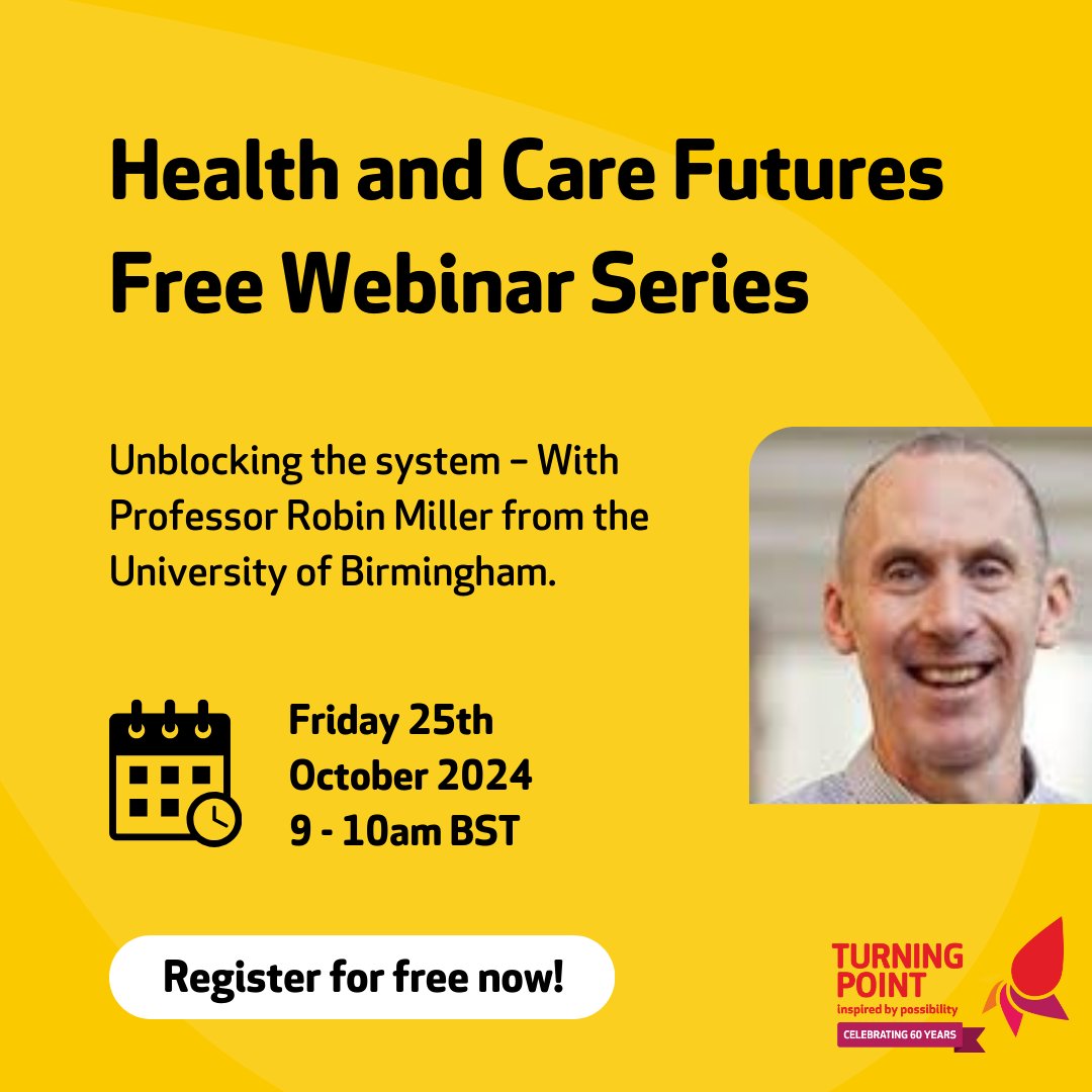 Turning Point 💙 (@turningpointuk) on Twitter photo 🌟Health and Care Futures Free Webinar Series
‘Unblocking the system – how can we move more people with a learning disability out of long stay hospital?’. Join us to hear from Prof Robin Miller from <a href="/ImpAdultCare/">IMPACT</a> co-author of 'Why Are We Stuck In Hospital?'. 🌟Health and Care Futures Free Webinar Series
‘Unblocking the system – how can we move more people with a learning disability out of long stay hospital?’. Join us to hear from Prof Robin Miller from <a href="/ImpAdultCare/">IMPACT</a> co-author of 'Why Are We Stuck In Hospital?'.