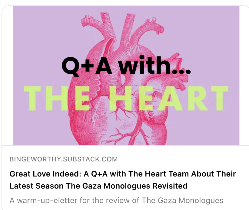 Samantha Hodder ⌘🎧 ✍️ (@isamanthahodder) on Twitter photo Great Love Indeed: A Q+A with The Heart Team About Their Latest Season The Gaza Monologues Revisited
Q+A w/ <a href="/kaitlinprest/">kaitlin prest</a> and <a href="/aliyapabani/">Aliya Pabani</a> and Tarneem Jaber
<a href="/mermaid__palace/">Mermaid Palace</a> latest series from <a href="/theheartradio/">The Heart</a> Great Love Gaza Monologues Revisted
post 👇
open.substack.com/pub/bingeworth… Great Love Indeed: A Q+A with The Heart Team About Their Latest Season The Gaza Monologues Revisited
Q+A w/ <a href="/kaitlinprest/">kaitlin prest</a> and <a href="/aliyapabani/">Aliya Pabani</a> and Tarneem Jaber
<a href="/mermaid__palace/">Mermaid Palace</a> latest series from <a href="/theheartradio/">The Heart</a> Great Love Gaza Monologues Revisted
post 👇
open.substack.com/pub/bingeworth…