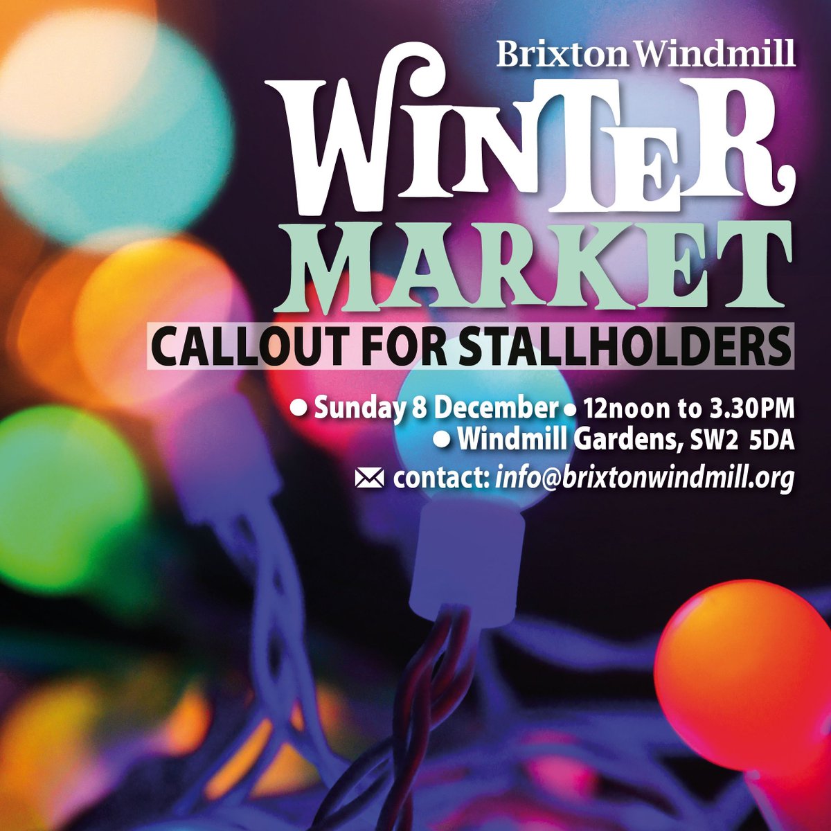 🎄 Are you a local maker? Would you like a stall at our Winter Market on 8 December? We are still looking for a few stall holders to take part. Contact info@brixtonwindmill.org <a href="/BrixtonBlog/">Brixton Blog</a> <a href="/CamberwellArts/">Camberwell Arts</a> <a href="/hernehillforum/">Herne Hill Forum</a>