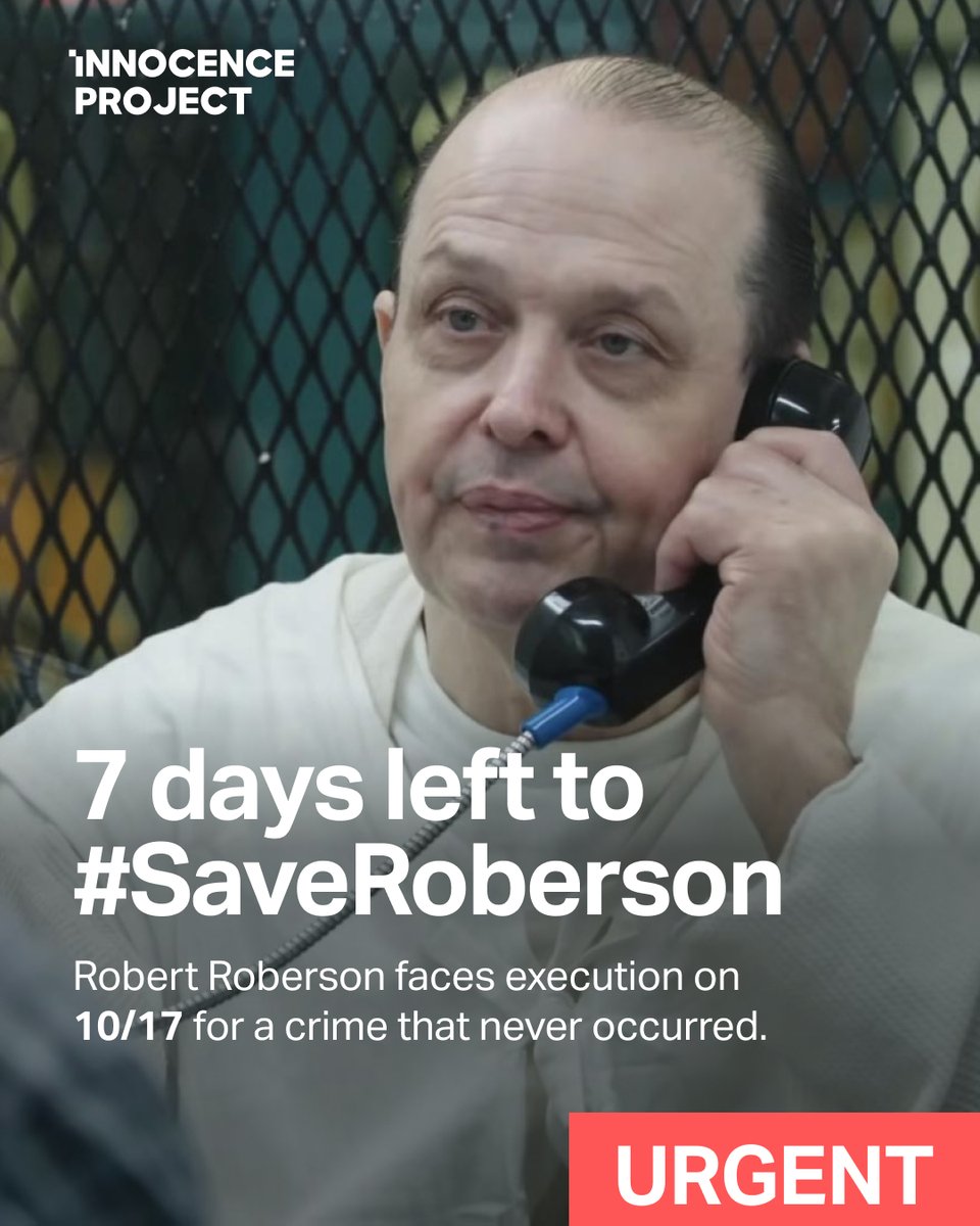 innocence's tweet image. We have ONE WEEK left to stop #RobertRoberson from being executed for a crime that never happened. Please contact Gov. Abbott now at 361-264-9653 or at saveroberson.org and URGE him to stop Texas from making an irreversible mistake.