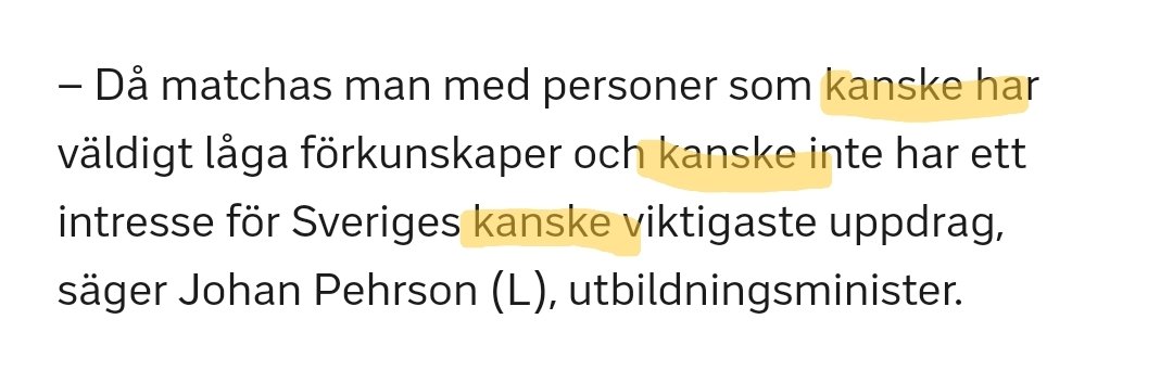 Tre kanske i samma mening! Kanske rekord även för Johan Pehrson.