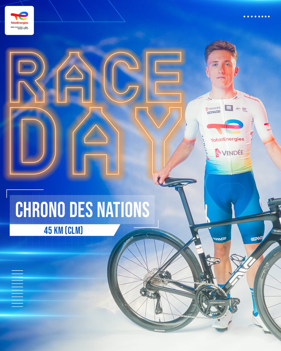 🏁 𝐑𝐀𝐂𝐄𝐃𝐀𝐘 🏁

🇫🇷 | <a href="/ChronoNations/">ChronoDesNations</a>
⏰ | 14:20
📍 | Les Herbiers › Les Herbiers
🛣 | 45.4km
📺 | YouTube - <a href="/TVVendee/">TV Vendée</a> : bit.ly/3YmpqfS
#️⃣ | #AllezTotalEnergies #ChronoDesNations