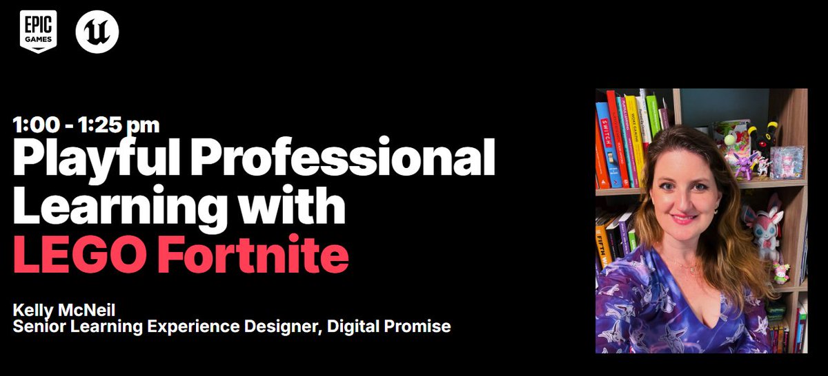 Speaker spotlight: <a href="/eduGamerGal/">Kelly McNeil</a> is presenting at our FREE online Epic Secondary Educator Summit this Sat, Oct 12. Event runs from 11am to 4pm ET.

"Playful Professional Learning with #LEGOFortnite". 

Register now!

eventbrite.com/e/epic-games-s…