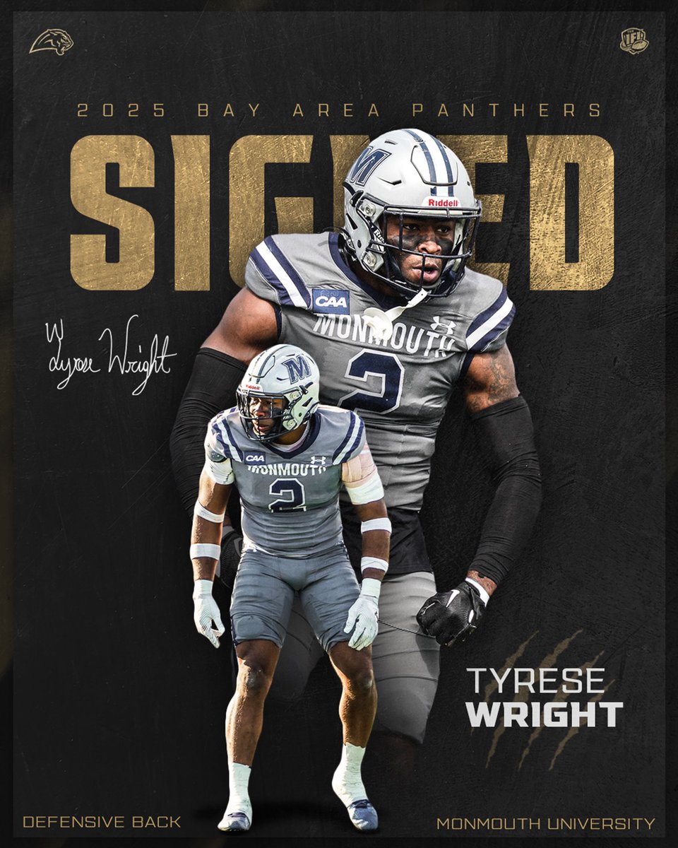 🐾 WELCOME TO THE JUNGLE:

We’re excited to announce our newest signing for the 2025 season—DB Tyrese Wright from Monmouth University! 💥 <a href="/ReeseTwoReal/">Tyrese Wright</a> 

Read more: bit.ly/3A197LO

#BayAreaPanthers #IFL